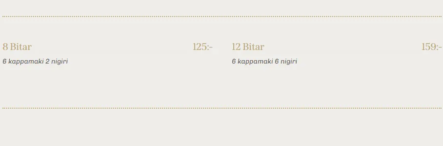 MGL SUSHI Vegetarisk sushi Meny Med Priser